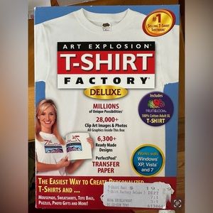 Art Explosion T-Shirt Factory Deluxe PC CD New, includes tshirt